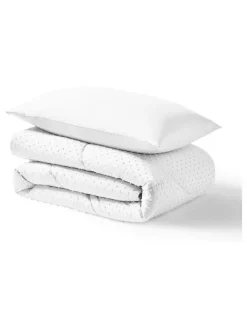 Night Lark Tufted Dot Coverless 10.5 Tog Duvet and Pillowcase Set White