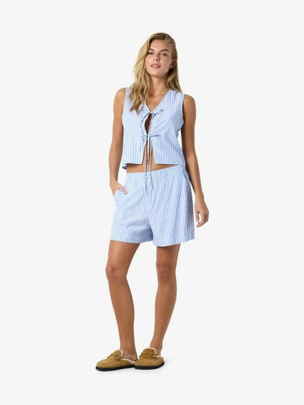 NOISY MAY Blue Stripe Shorts^Women Shorts