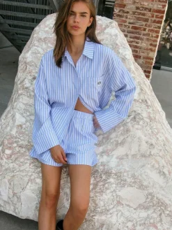 NOISY MAY Blue Stripe Shorts^Women Shorts