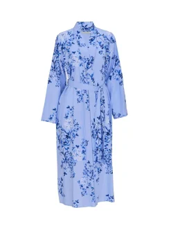 Online Nora Rose Blue Floral Print Lace Insert Long Sleeve Dressing Gown
