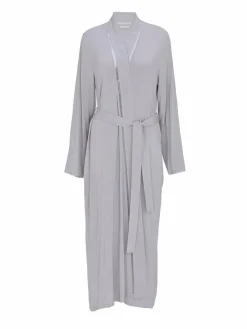 Sale Nora Rose Grey Jersey Lace Insert Long Sleeve Dressing Gown