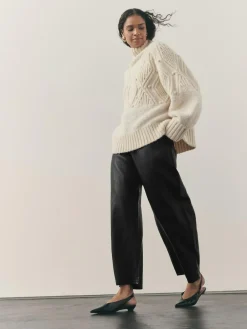 Online Nothing Ordinary Faux Leather Barrel Leg Trousers Black