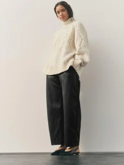 Online Nothing Ordinary Faux Leather Barrel Leg Trousers Black