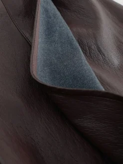 Outlet Nothing Ordinary Chocolate Brown Faux Leather Wrap Midi Kilt Skirt