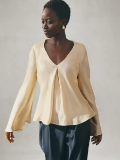 Nothing Ordinary Satin Metallic Long Sleeve Blouse^Women Tops & T-Shirts|Occasionwear