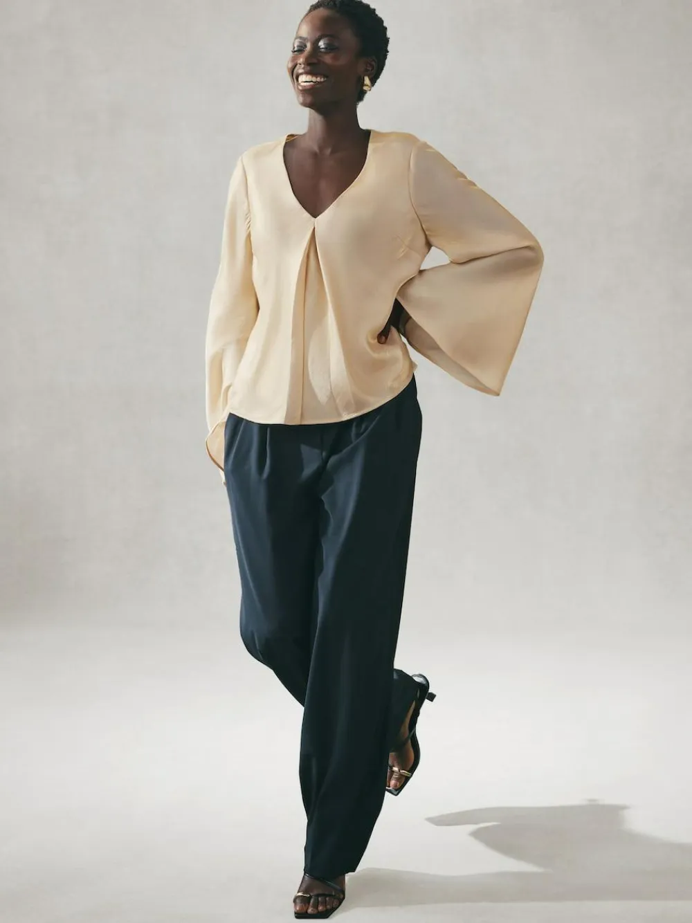 Nothing Ordinary Satin Metallic Long Sleeve Blouse^Women Tops & T-Shirts|Occasionwear