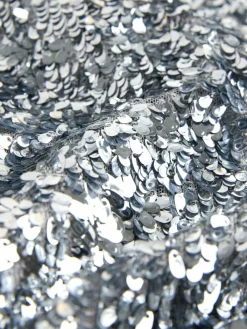 New Nothing Ordinary Silver Sequin High Waist Wide Leg Trousers