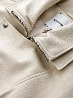 Nothing Ordinary Faux Leather Funnel Collared Biker Jacket^Women Coats & Jackets|Coats & Jackets