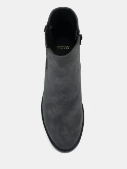 Best Novo Black Chrome Wide Fit Darlina Flat Chelsea Ankle Boots