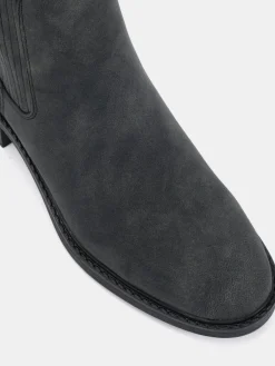 Best Novo Black Chrome Wide Fit Darlina Flat Chelsea Ankle Boots