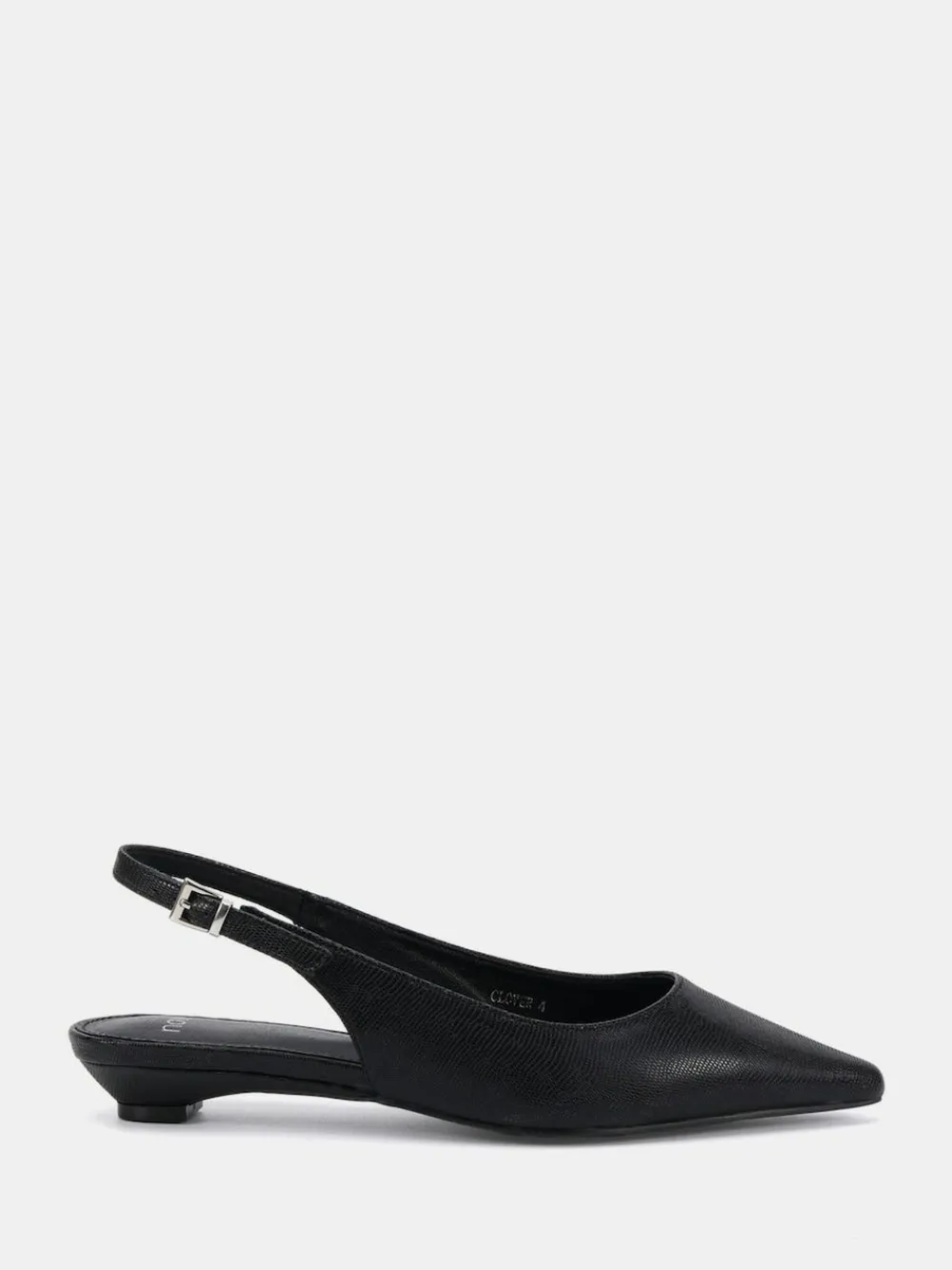 Discount Novo Clover Point Toe Low Heel Slingback Shoes Black