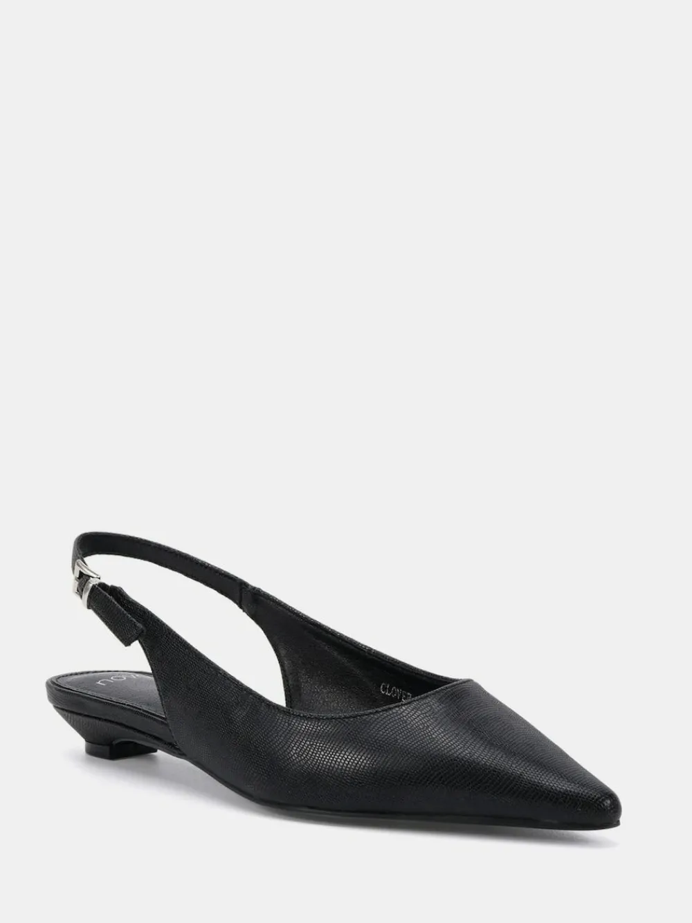 Discount Novo Clover Point Toe Low Heel Slingback Shoes Black