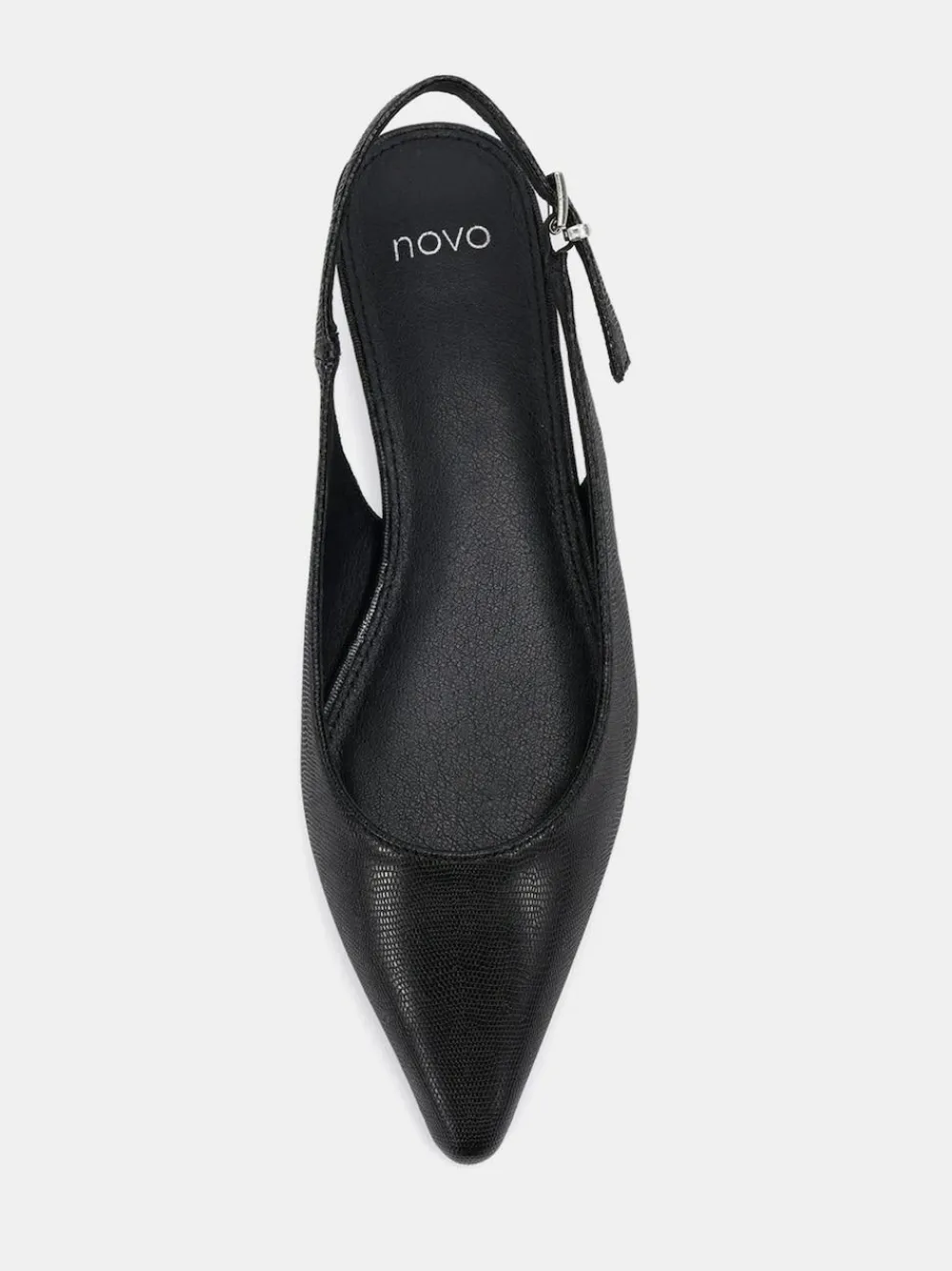Discount Novo Clover Point Toe Low Heel Slingback Shoes Black