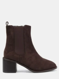 Sale Novo Wide Fit Juno Block Heel Chelsea Ankle Boots Brown