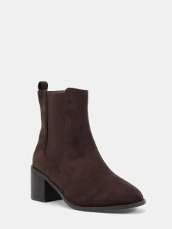 Sale Novo Wide Fit Juno Block Heel Chelsea Ankle Boots Brown