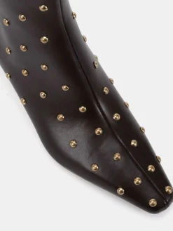 Clearance Novo Wide Fit Wide Fit Kiki Studded Low Heel Ankle Boots Brown