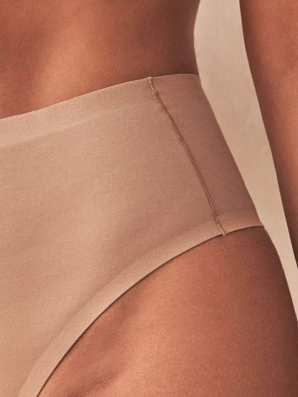 Online Next High Waist Thong Shaping Tummy Control Premium Cotton Blend Knickers Nude