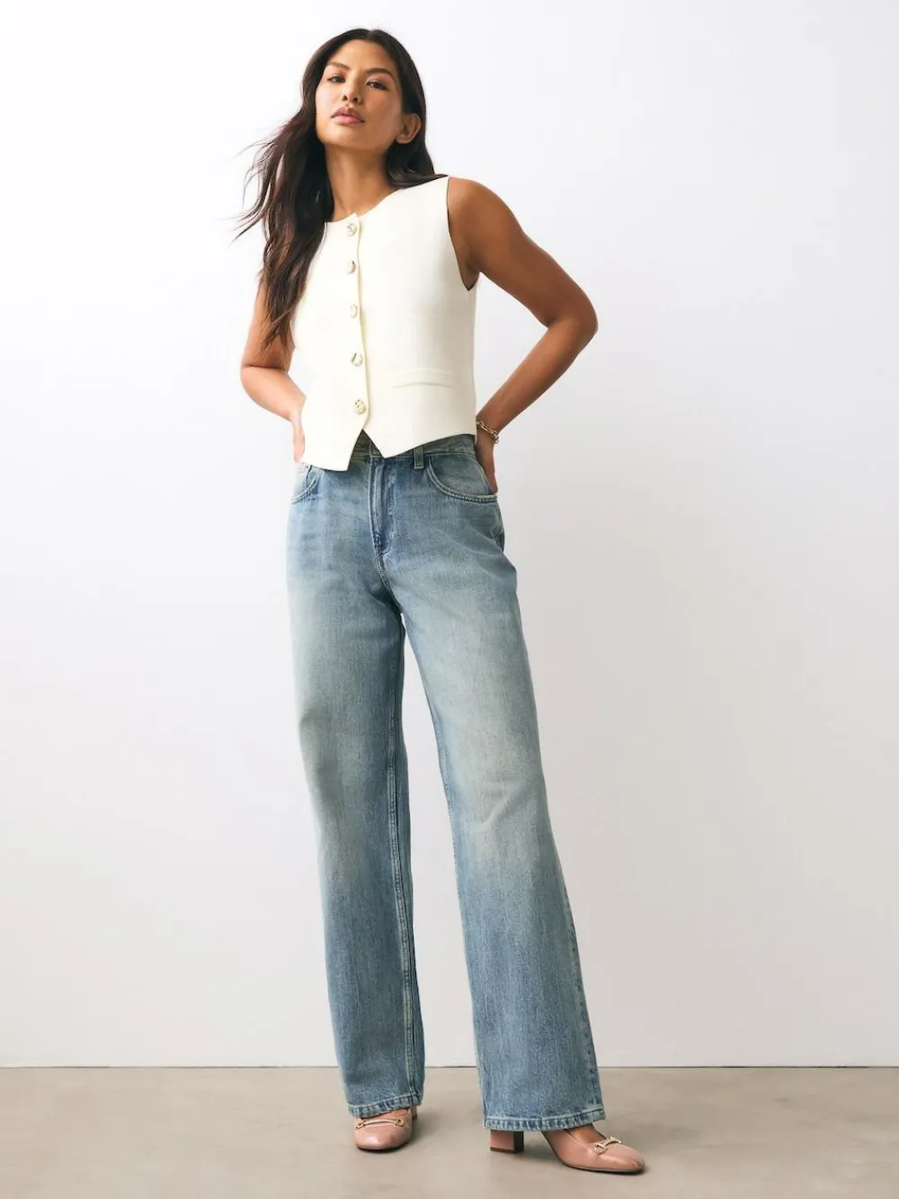 New Next Extra Wide Fit Hardware Slingback Block Heels Nude Pink