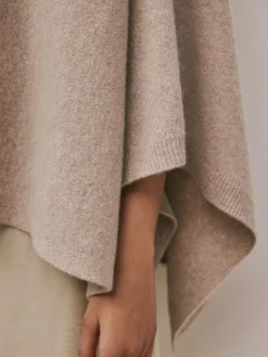 Hot Next Fine Knit Cape Poncho Oatmeal
