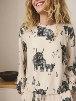 Next Oatmeal Hamish The Highland Cow Cosy Long Sleeve Pyjamas