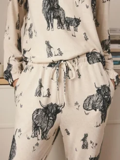 Next Oatmeal Hamish The Highland Cow Cosy Long Sleeve Pyjamas