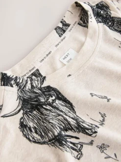 Next Oatmeal Hamish The Highland Cow Cosy Nightie^Women All Night & Lounge|Nightwear