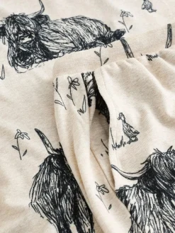 Next Oatmeal Hamish The Highland Cow Cosy Short Pyjamas Set^Women Pyjamas|All Night & Lounge