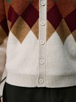 Next Oatmeal Multi Relaxed Fit Argyle Cardigan with Wool^ Knitwear|Knitwear
