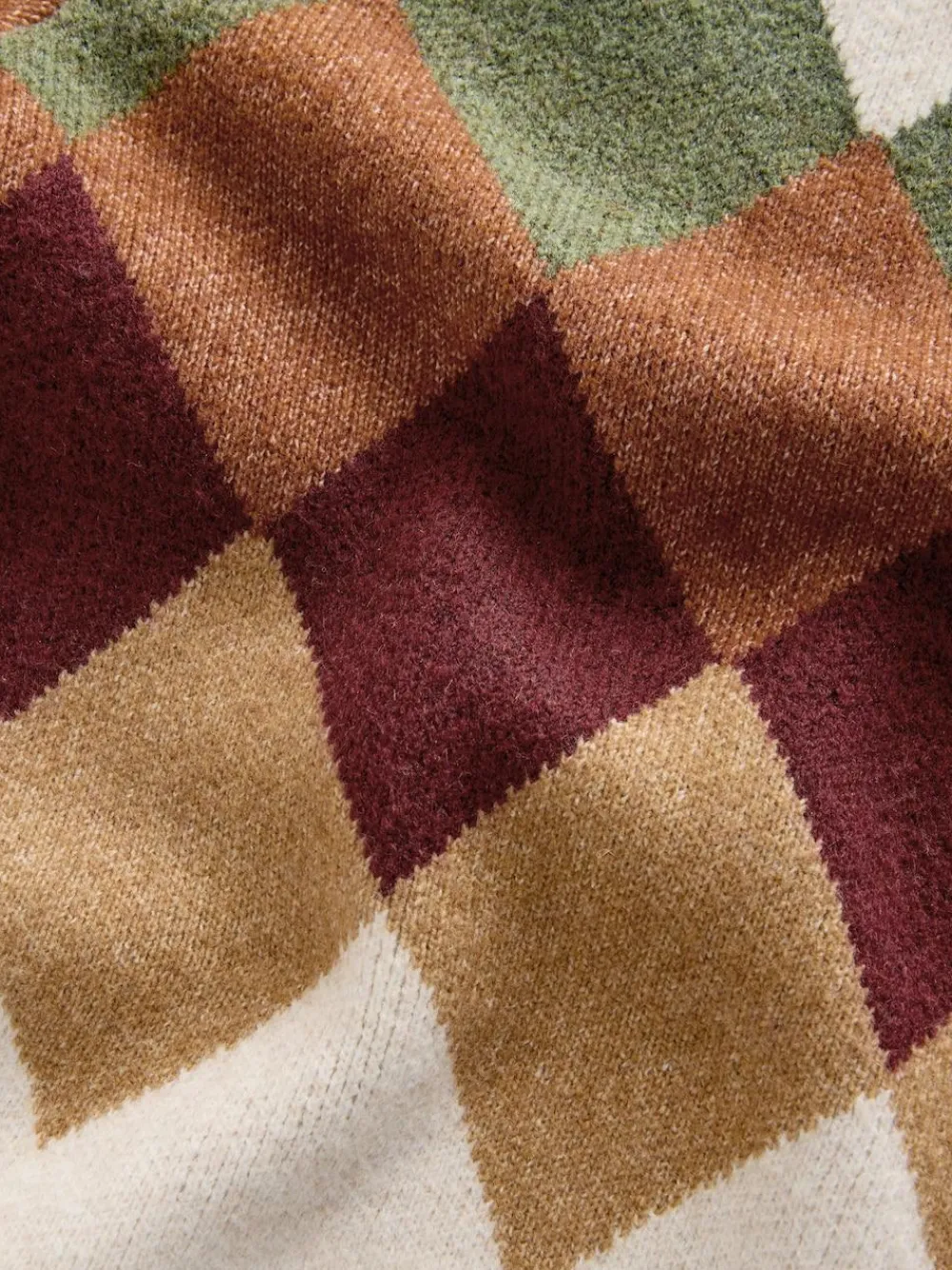 Next Oatmeal Multi Relaxed Fit Argyle Cardigan with Wool^ Knitwear|Knitwear