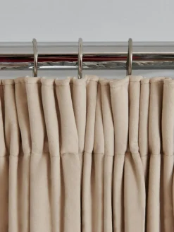 Next Oatmeal Natural Matte Velvet Pencil Pleat Blackout/Thermal Curtains^ Curtains & Blinds