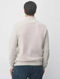 Sale Next Oatmeal Plain N.Premium Regular Fit 100% Cotton Premium Quarter Zip Jumper