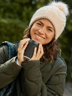 Next Oatmeal Pointelle Knit Pom Hat^Women Hats|Hats, Gloves & Scarves