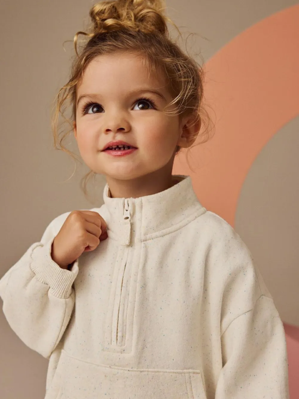 Next Oatmeal Quarter Zip Sweatshirt (3mths-7yrs)^ Baby Girls|Baby Girls