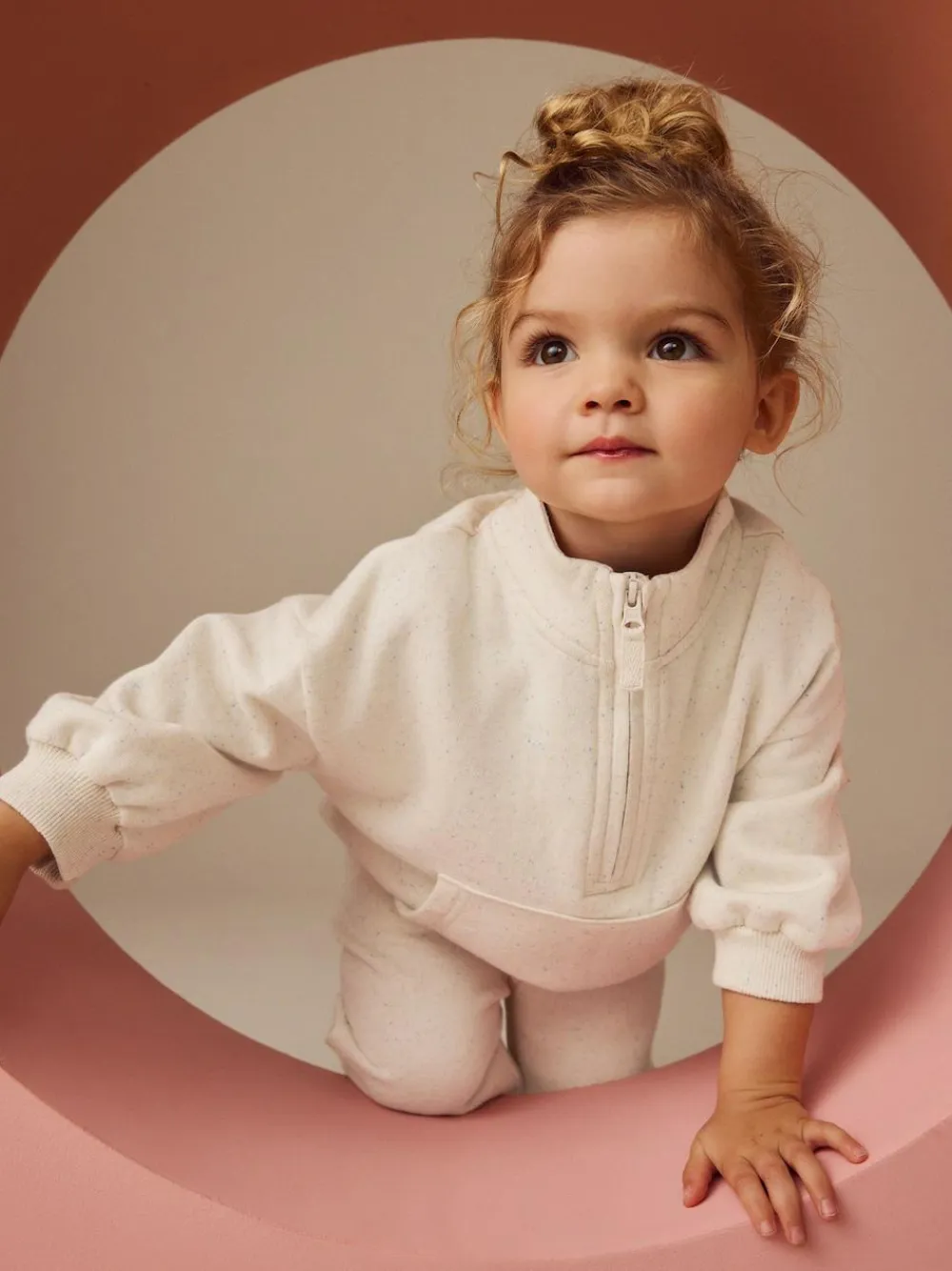 Next Oatmeal Quarter Zip Sweatshirt (3mths-7yrs)^ Baby Girls|Baby Girls