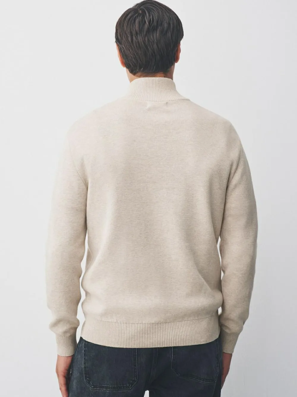 Next Stag Logo N.Premium Regular Fit 100% Cotton Premium Quarter Zip Jumper^ Knitwear|Knitwear