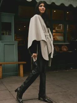 Clearance Next Wrap Front Cape Poncho Oatmeal