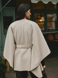 Clearance Next Wrap Front Cape Poncho Oatmeal