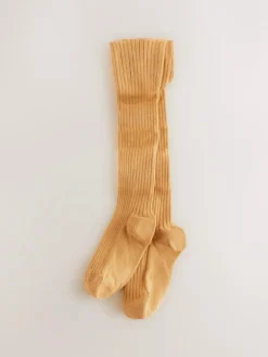 Discount Next Ochre Yellow Cotton Rich Rib Tights