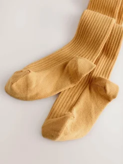 Discount Next Ochre Yellow Cotton Rich Rib Tights