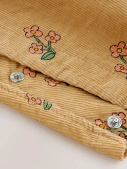 Next Ochre Yellow Floral Print Corduroy Dungarees and T Shirt Set (3mths-7yrs)^ Jumpsuits & Playsuits