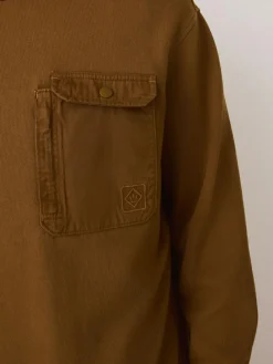 Hot Next Garment Washed Utility Crew Neck Sweatshirt Ochre Yellow