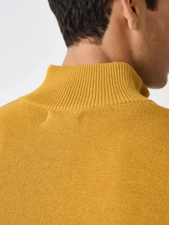 Clearance Next Ochre Yellow Plain N.Premium Regular Fit 100% Cotton Premium Quarter Zip Jumper