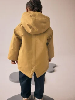 New Next Ochre Yellow Waterproof Borg Lined Parka Coat (3mths-7yrs)