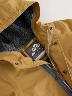 New Next Ochre Yellow Waterproof Borg Lined Parka Coat (3mths-7yrs)