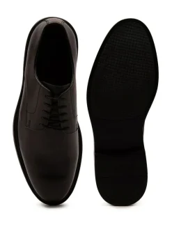 Clearance Off The Hook Black Bourne Leather Lace-Up Derby Shoes