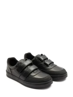 Discount Off The Hook Black Ferris Leather Touch Fastening School Shoes