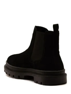 Clearance Off The Hook Harrison Suede Leather Formal Chelsea Boots Black