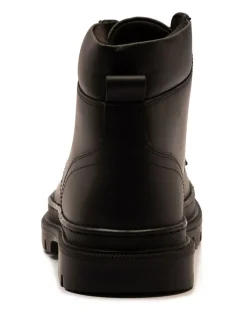 Best Off The Hook Jones Leather Lace Up Casual Ankle Boots Black