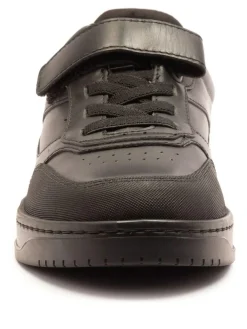 Off The Hook Black Marty Round Toe Single Strap With Lace-Up Leather School Shoes^BOY School Shoes|Boys Shoes