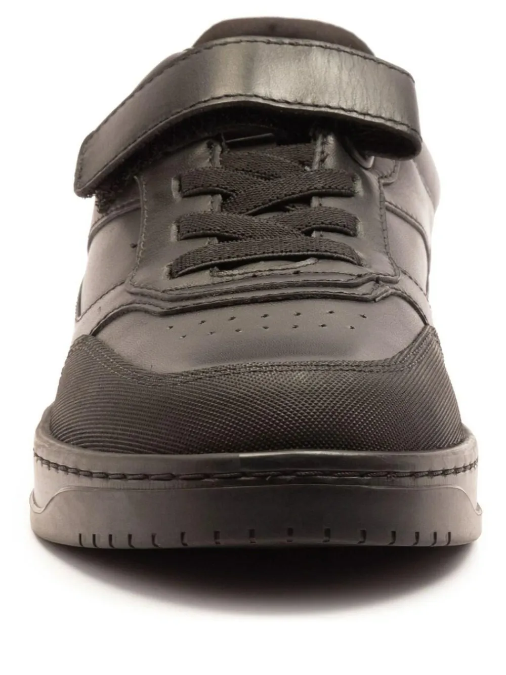 Off The Hook Black Marty Round Toe Single Strap With Lace-Up Leather School Shoes^BOY School Shoes|Boys Shoes